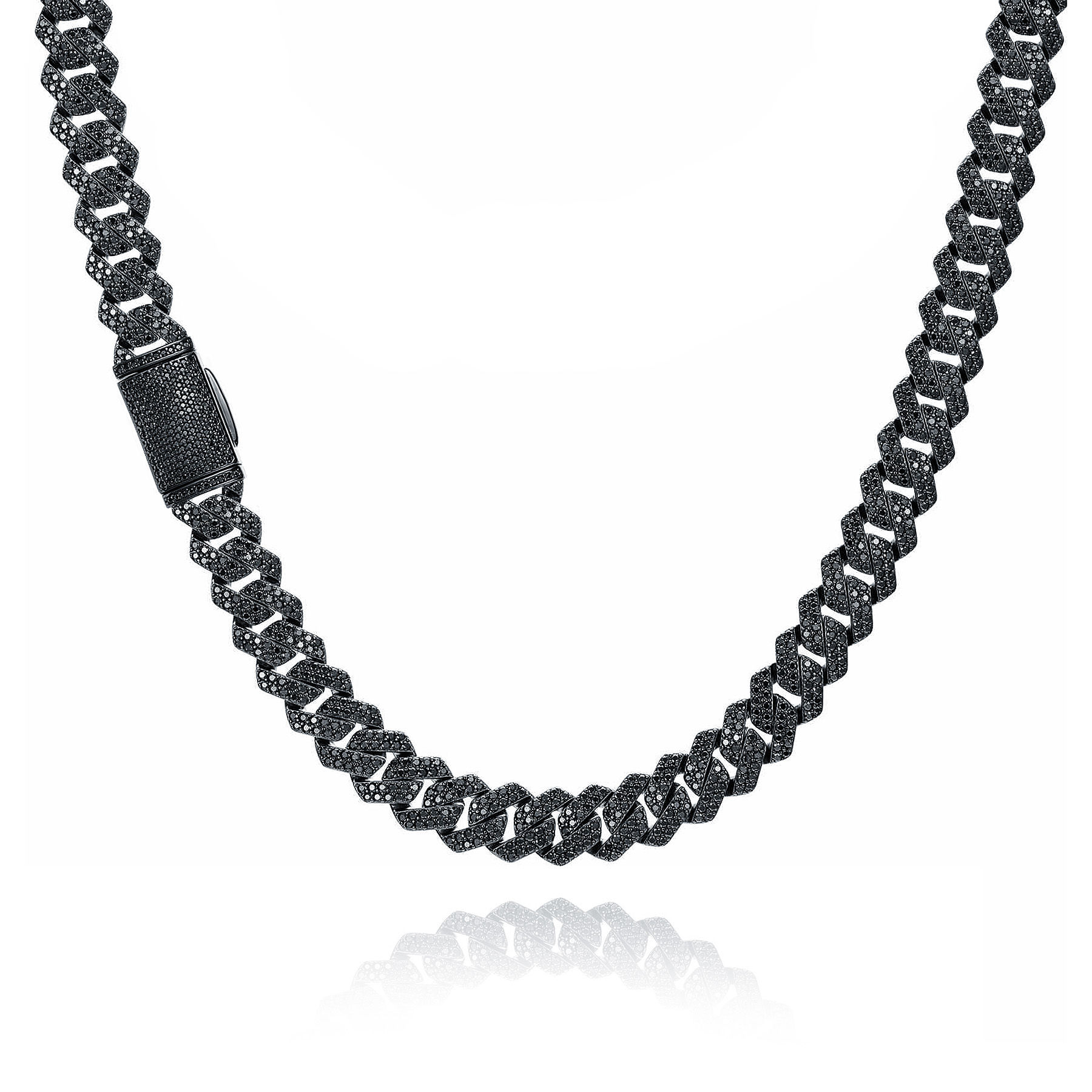 Cadena Prong Cuban Link iced Out 10mm x 50cm Black