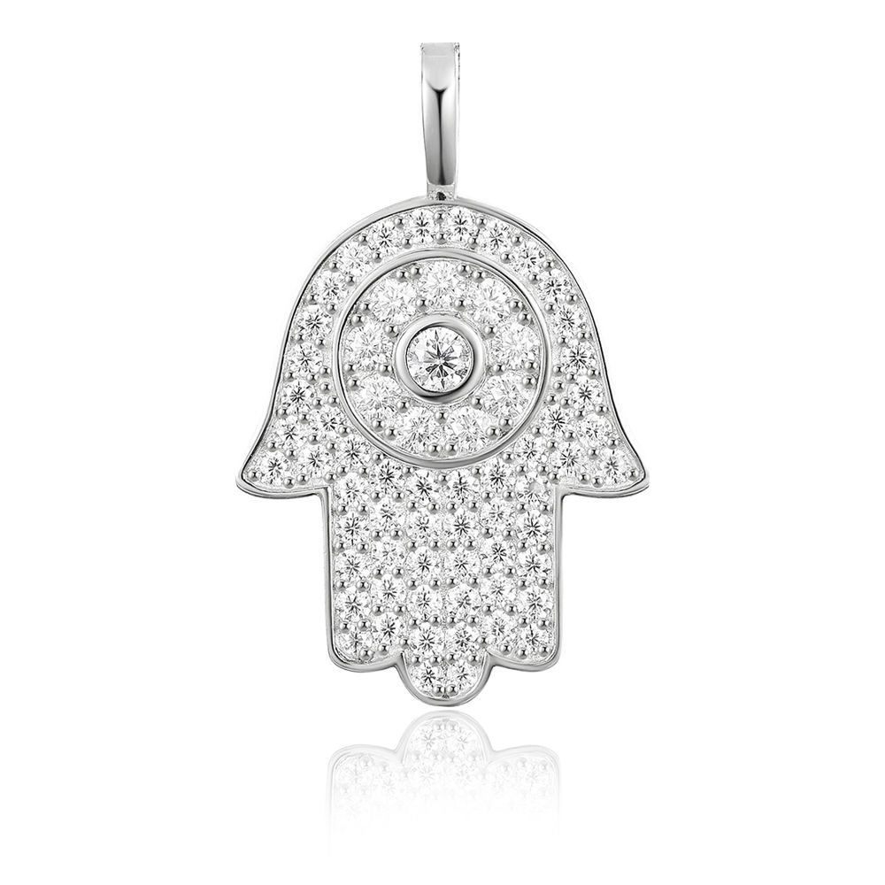 Colgante Hamsa Hand Moissanita Plata 925