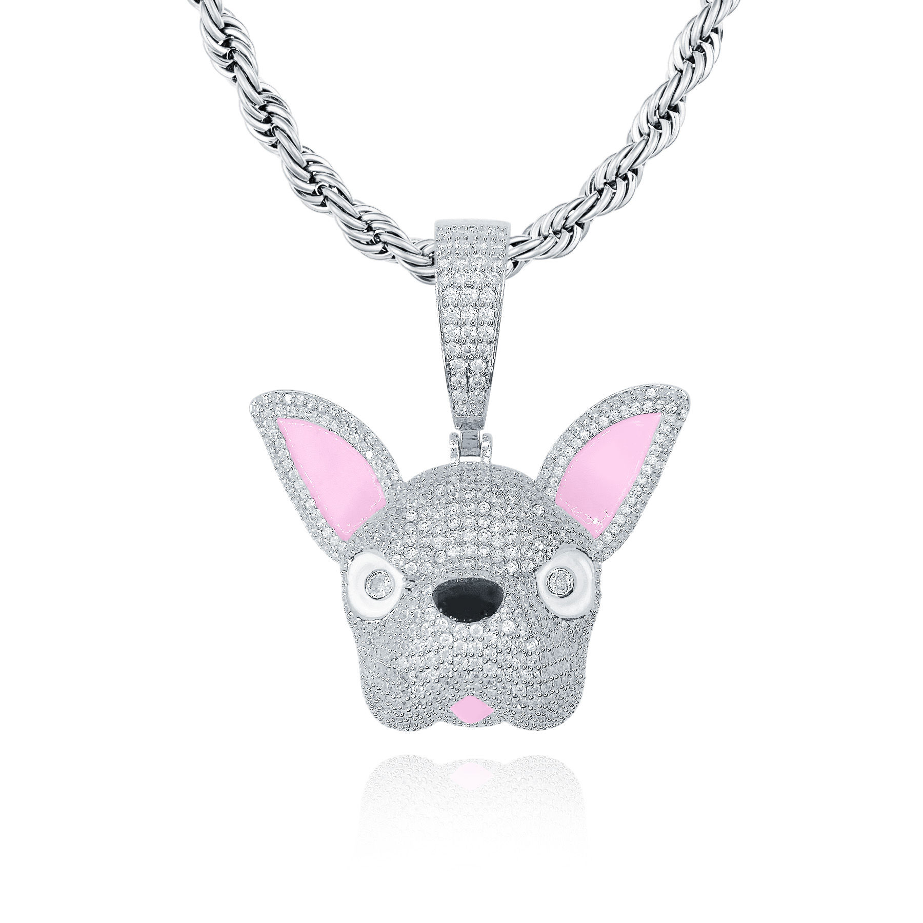 Colgante Frenchie Dog Iced Out Platinum