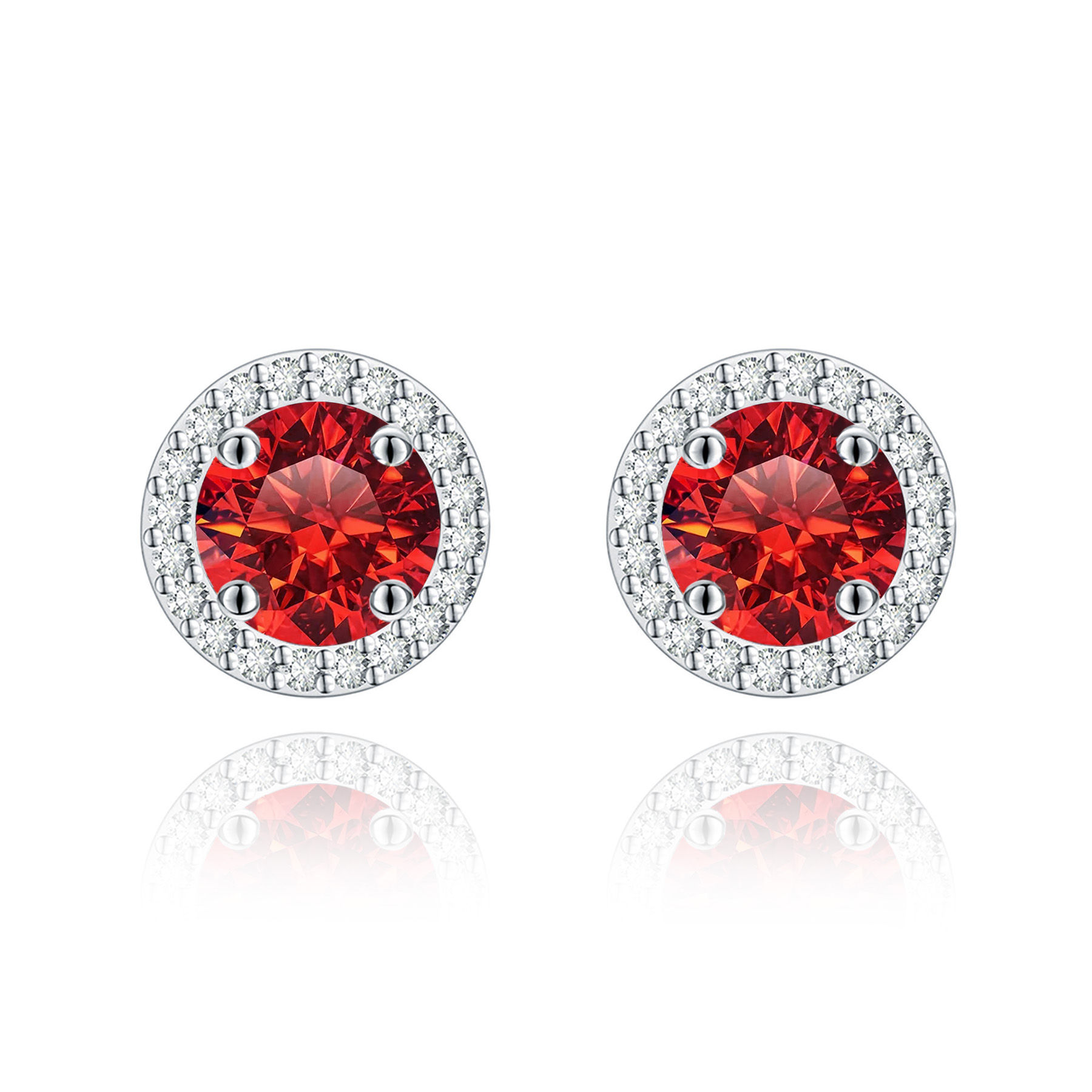 Aros Majesty Red Moissanita Plata 925 7mm