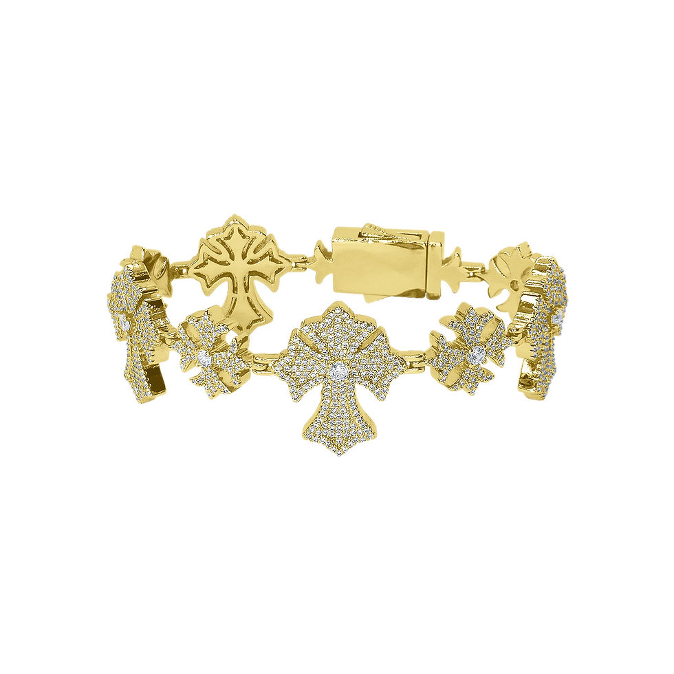 Brazalete Two Crosses Iced Out 25mm x 20cm Gold