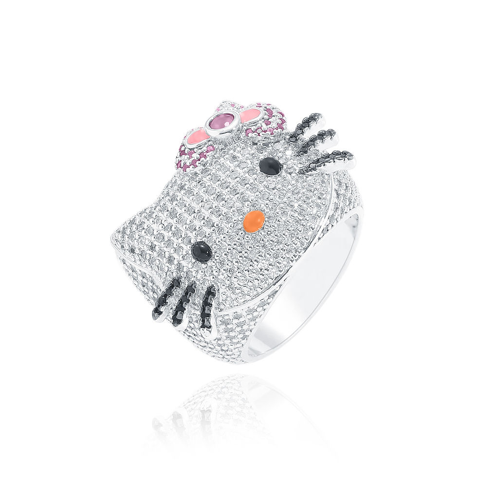 Anillo Kitty Iced Out Tallas 12 a 20 Platinum