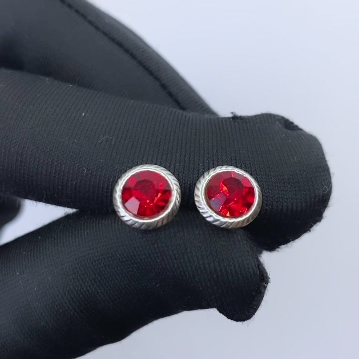 Miniatura: Aretes Braided Crystal Swarovski Ruby Plata 925 8mm
