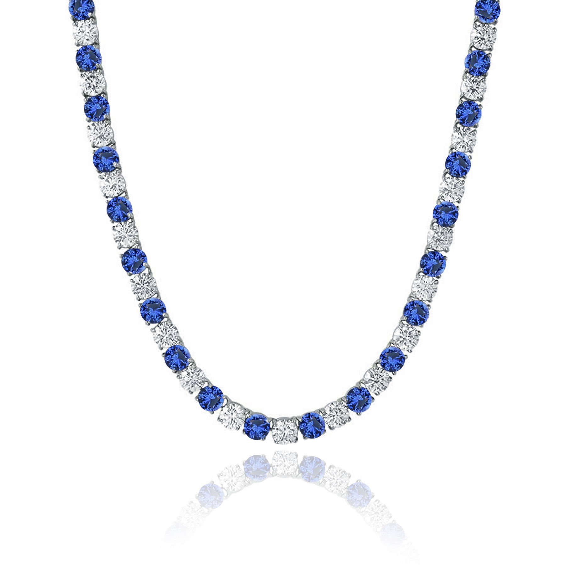 Cadena Tennis Alternate Sapphire 5mm x 50cm Platinum