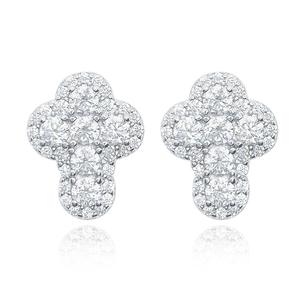 Aretes Cluster Cross Moissanita Plata 925