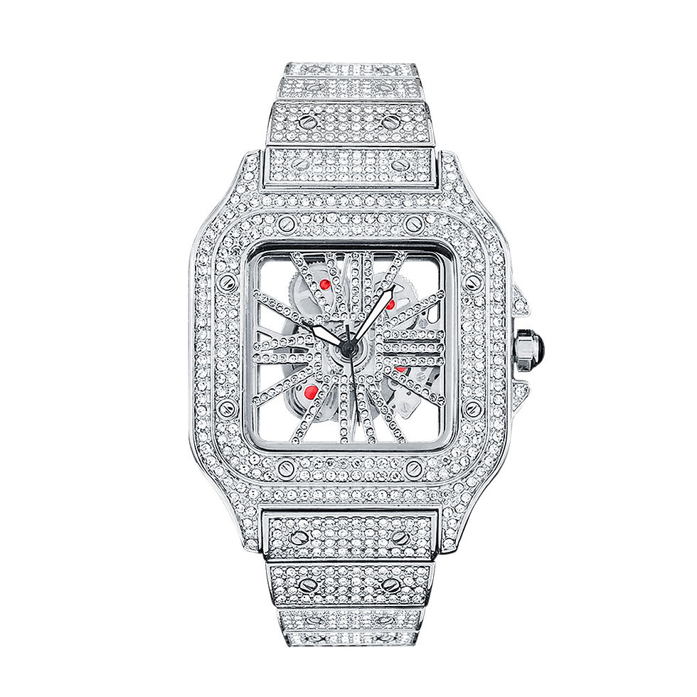 Reloj Baller Square Skeleton Iced Out 44mm Platinum