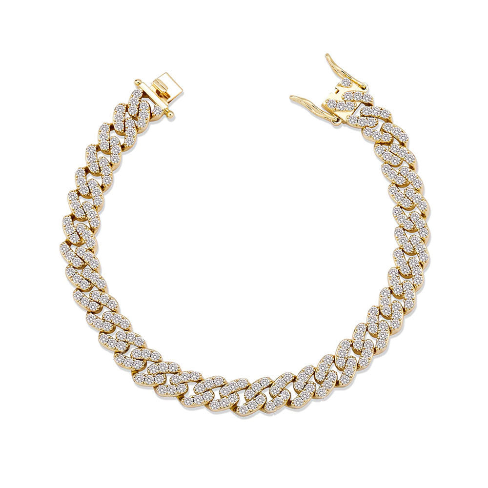 Brazalete Cuban Link Iced Out 8mm x 18cm Gold