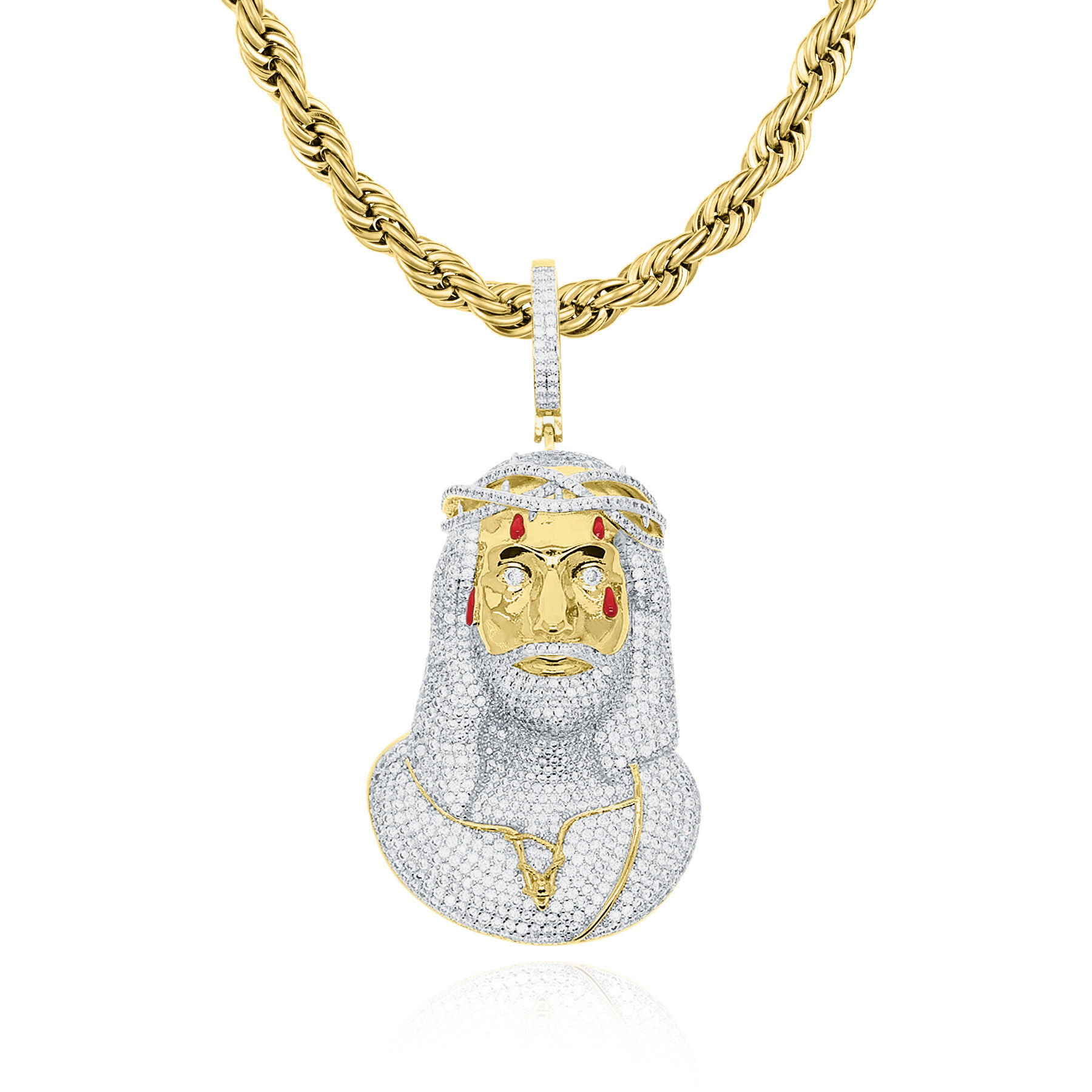 Colgante Jesus Blood Tears Iced Gold