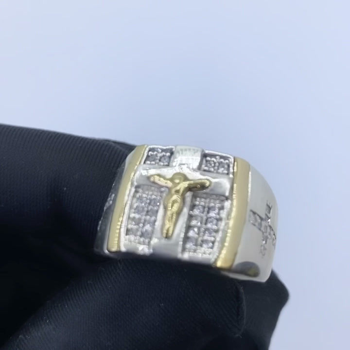 Miniatura: Anillo Jesus Cross Talla 28 Plata 925