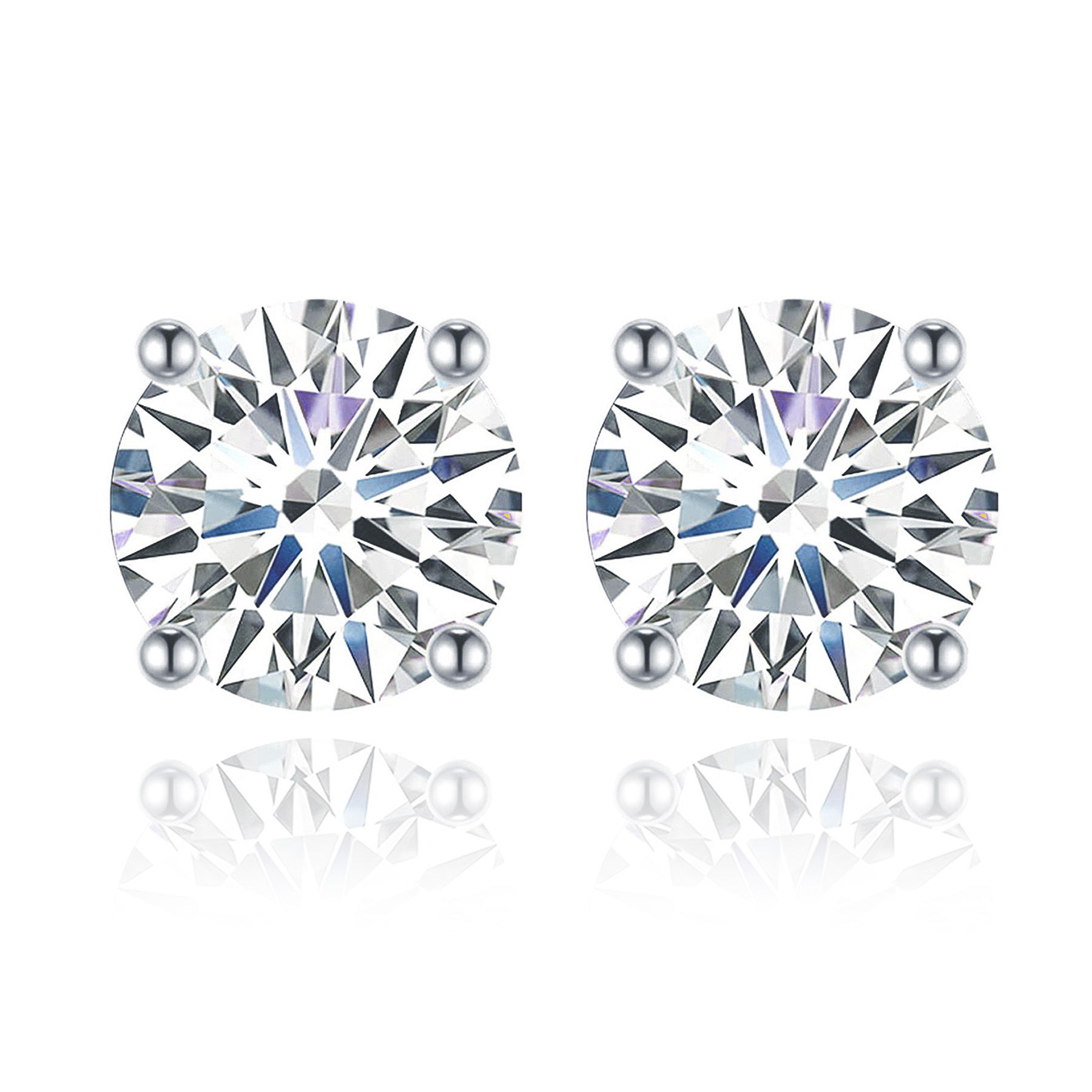 Aros Big Stone Moissanita Plata 925 9mm