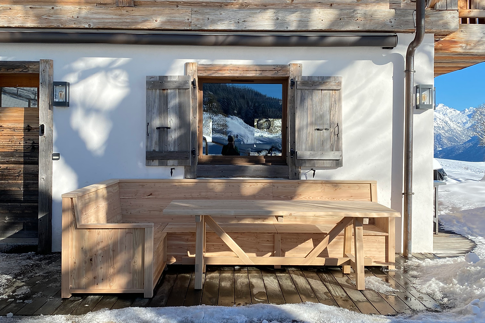 Salon de jardin sur mesure à Megève, menuisier Annecy
