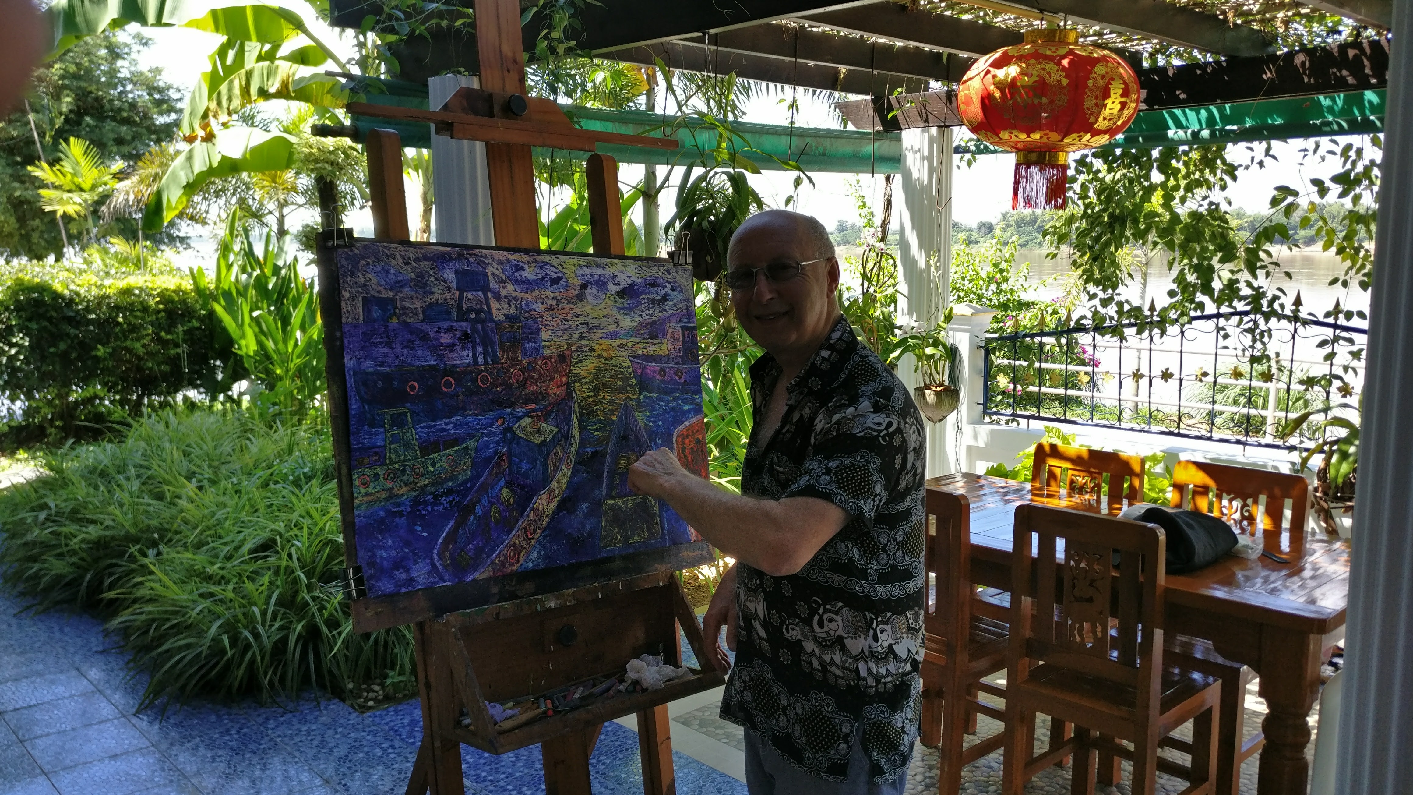 Jack painting on the Terrace
