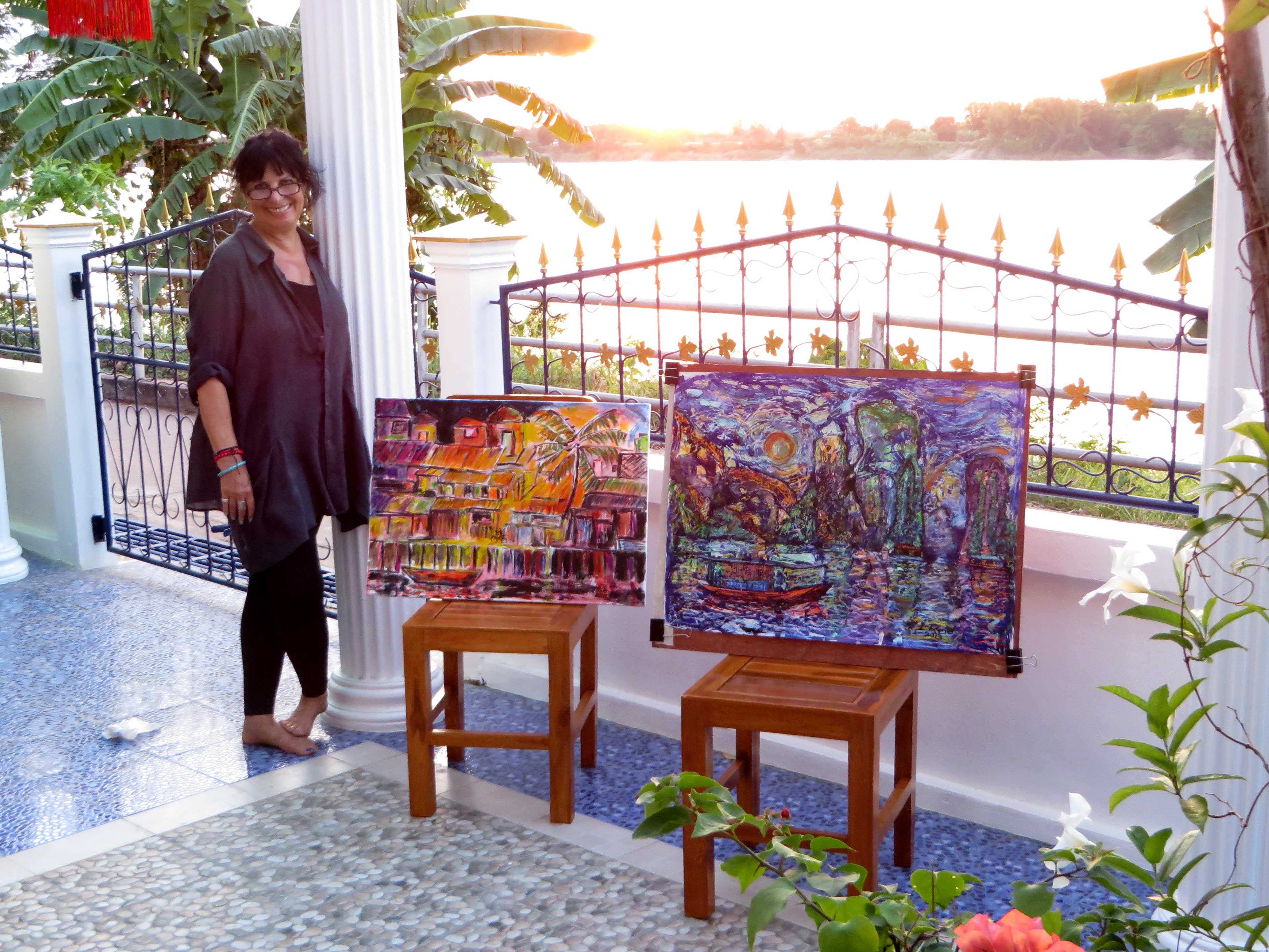 Lydia painting with the Mekong