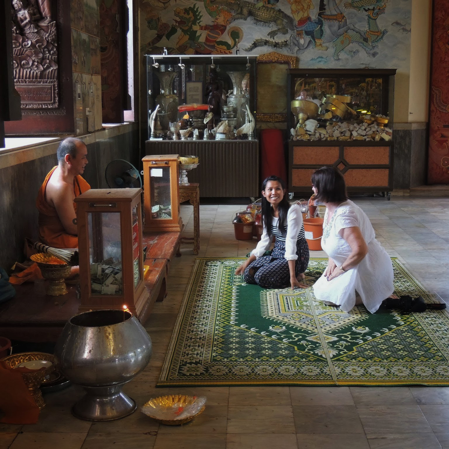 Waree and guest at Wat Pho Chai