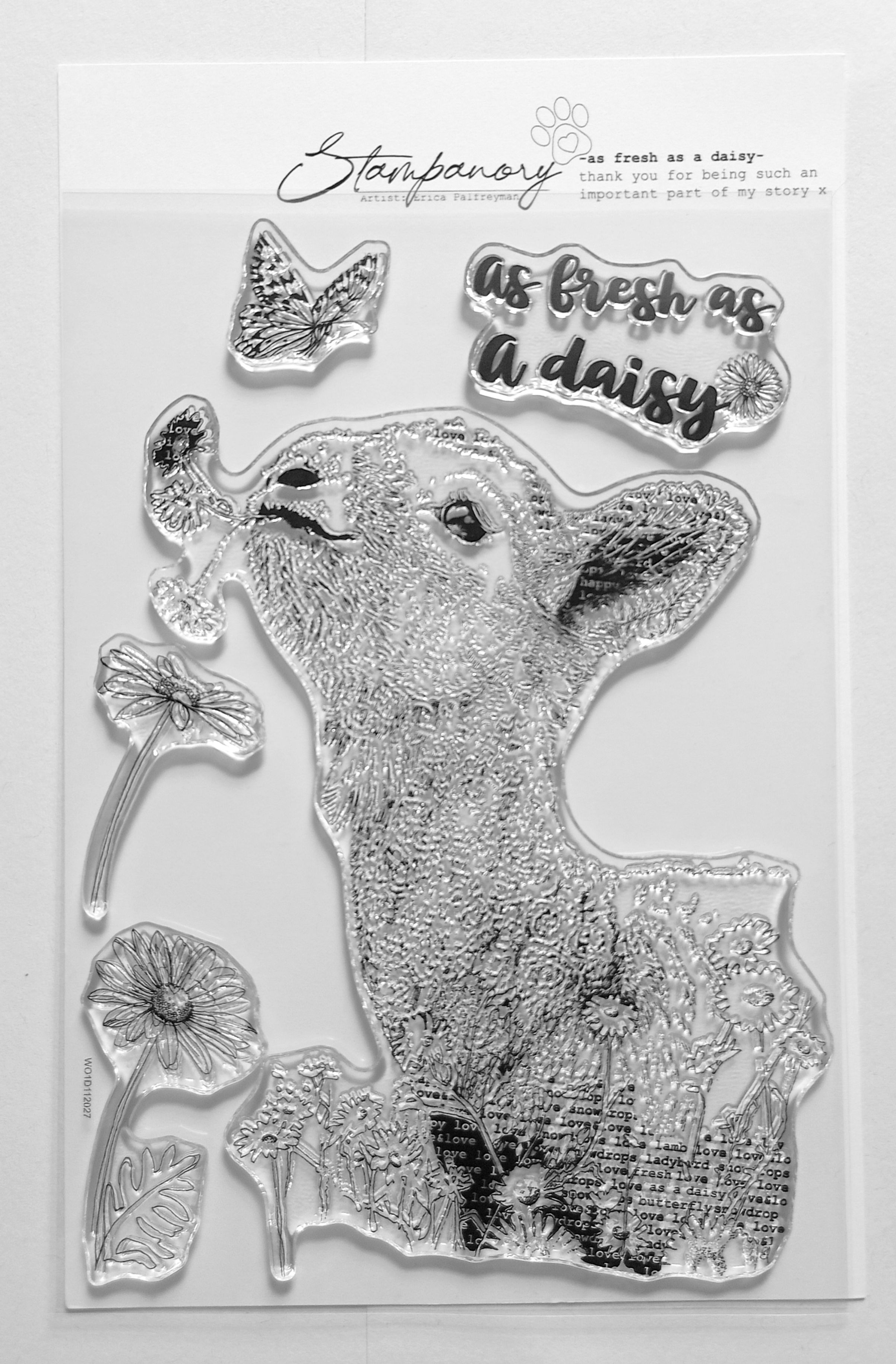 As fresh as a Daisy- Baby Lamb - Clear Acrylic A5 Stamp - Hand Drawn - Limite