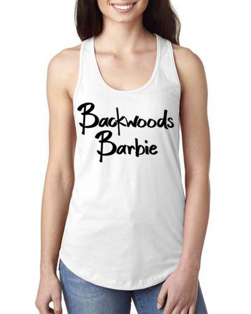 Backwoods Barbie Ladies Racerback Tank Top Stormieleigh