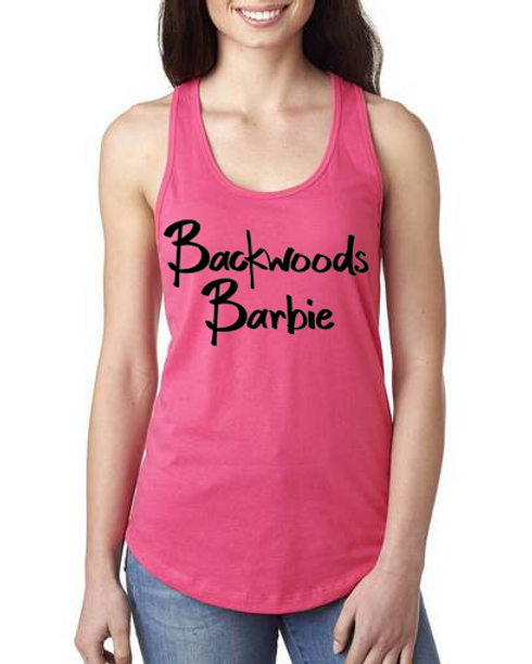 Backwoods Barbie Ladies Racerback Tank Top Stormieleigh