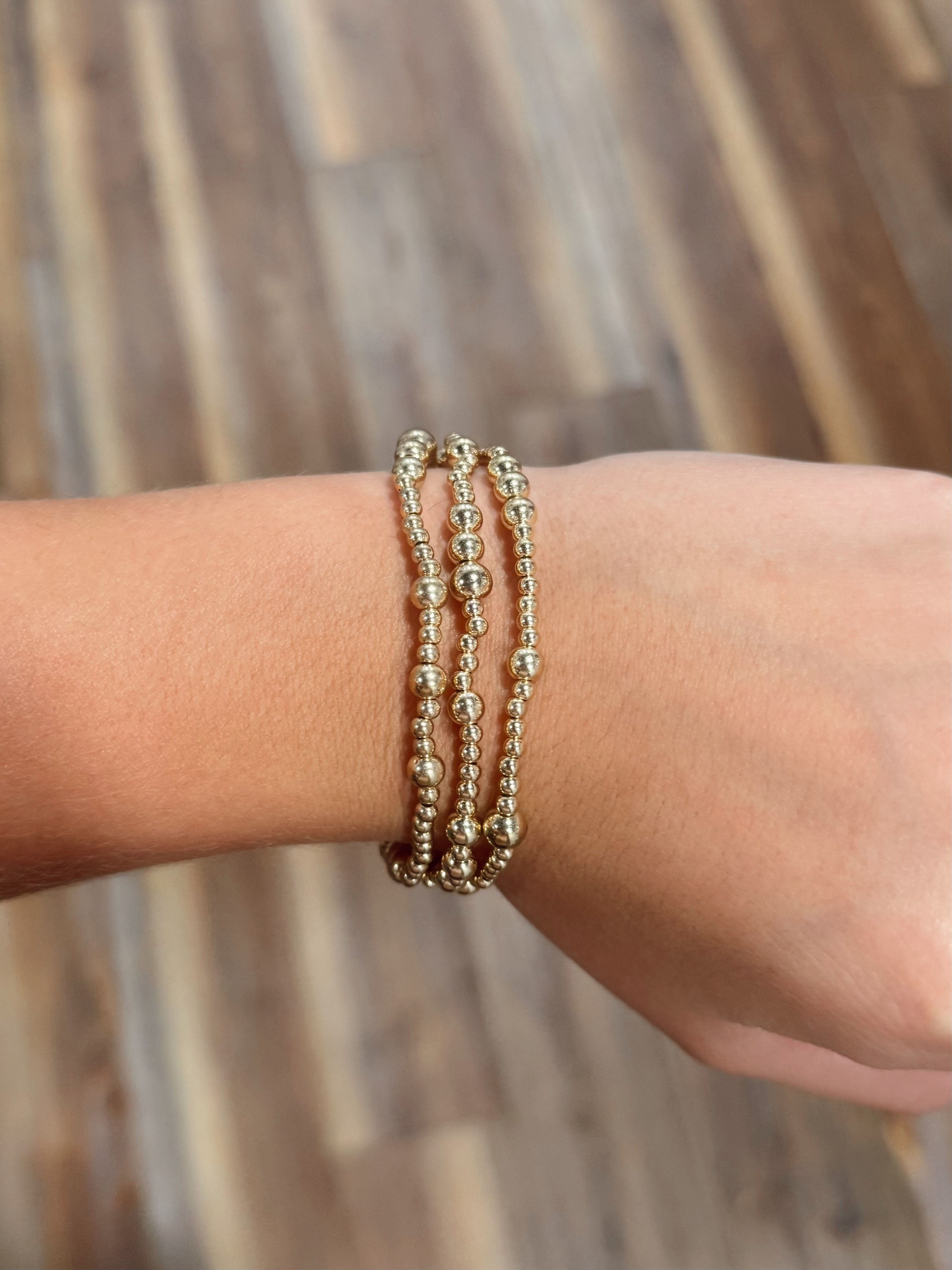 Multi Layer Gold Ball Chain Beaded Bracelet