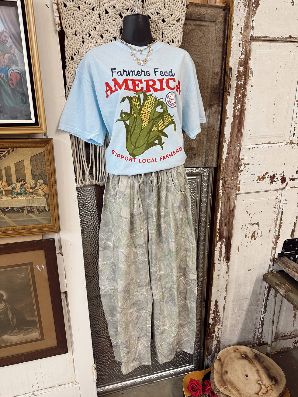 Thumbnail: Camo Casual Knit Barrel Pants- Olive Mix