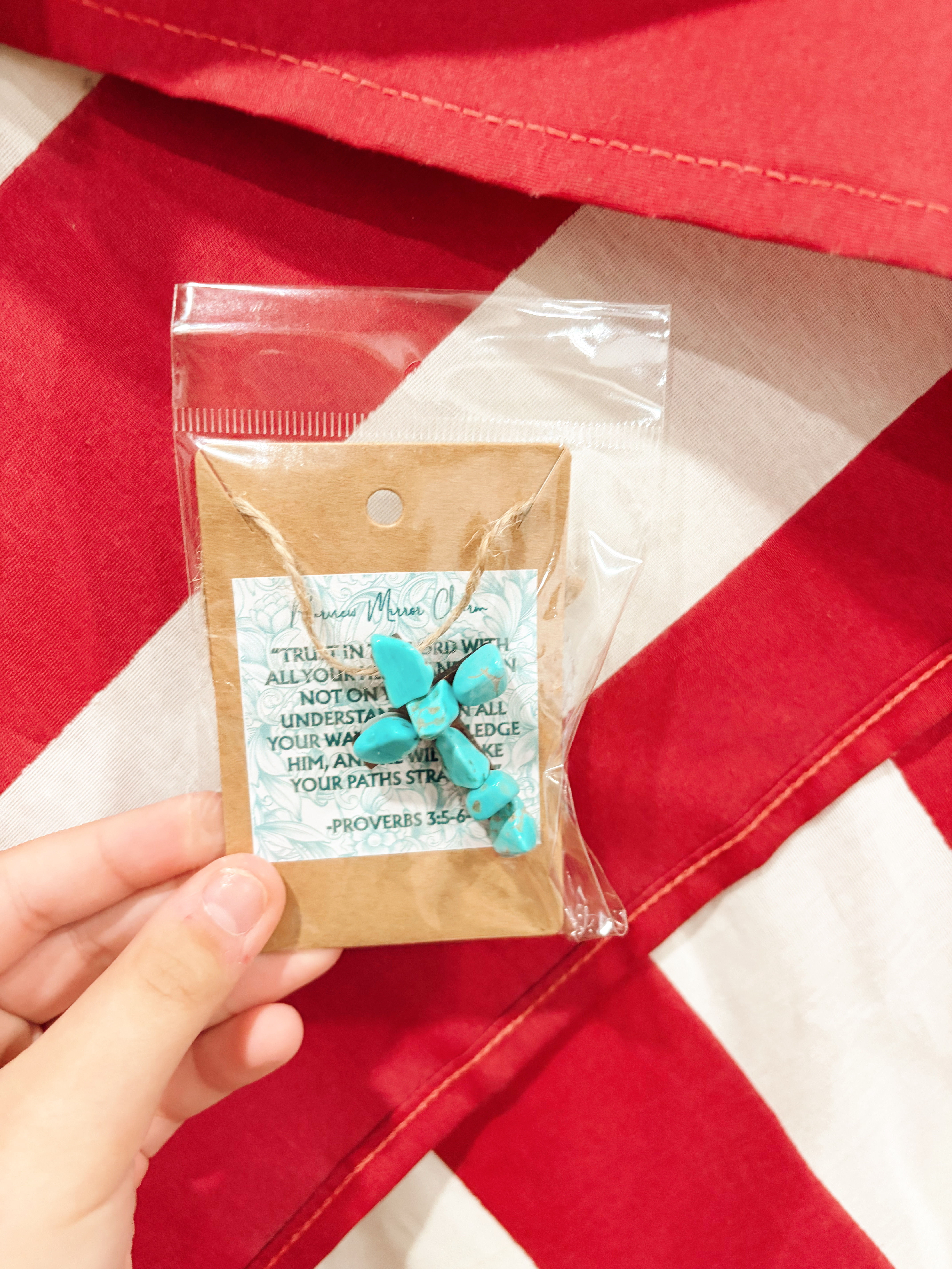 Turquoise Cross Rearview Mirror Charm