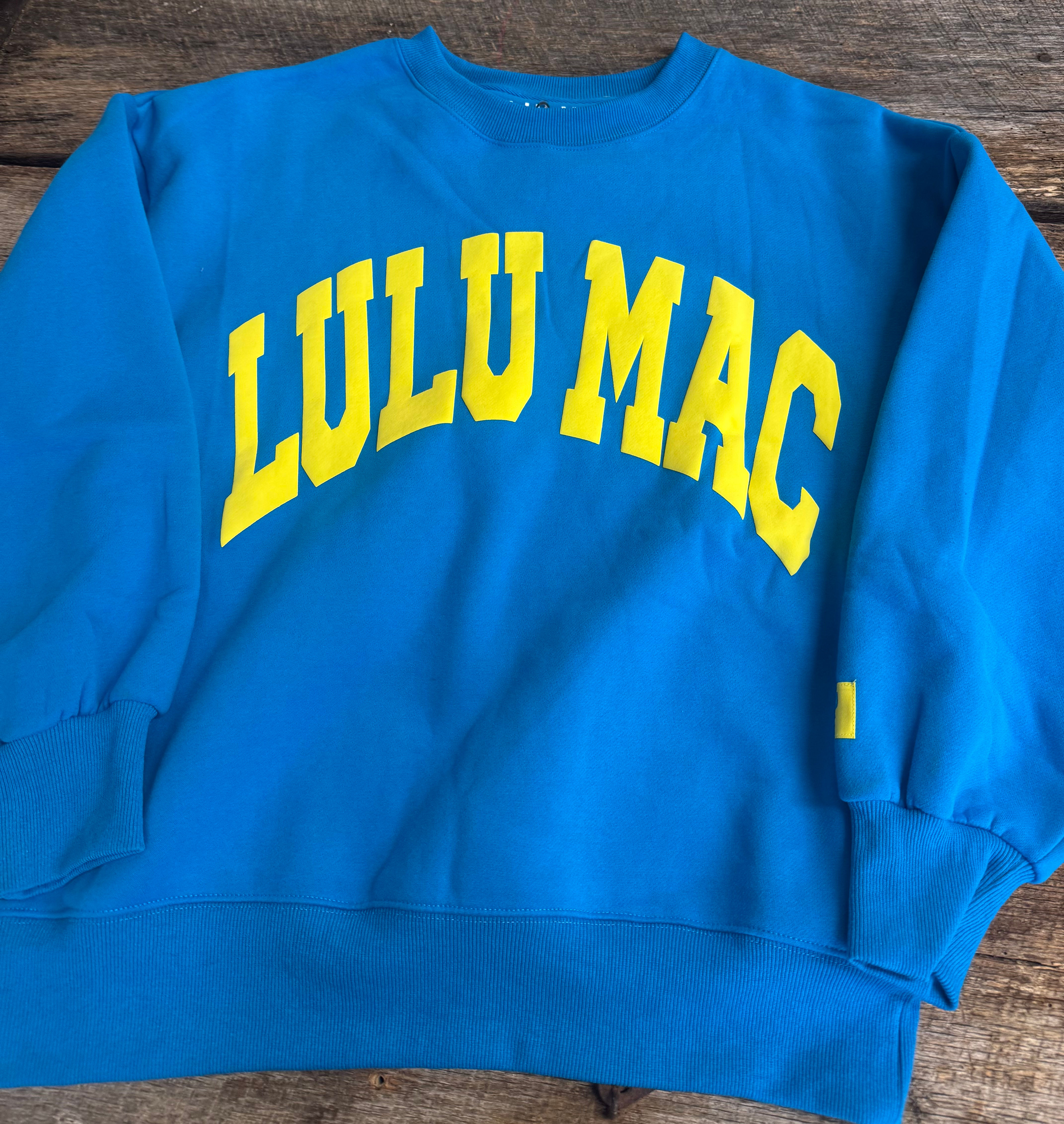 Lulu Mac Sweatshirt- Cyan/Yellow Puff