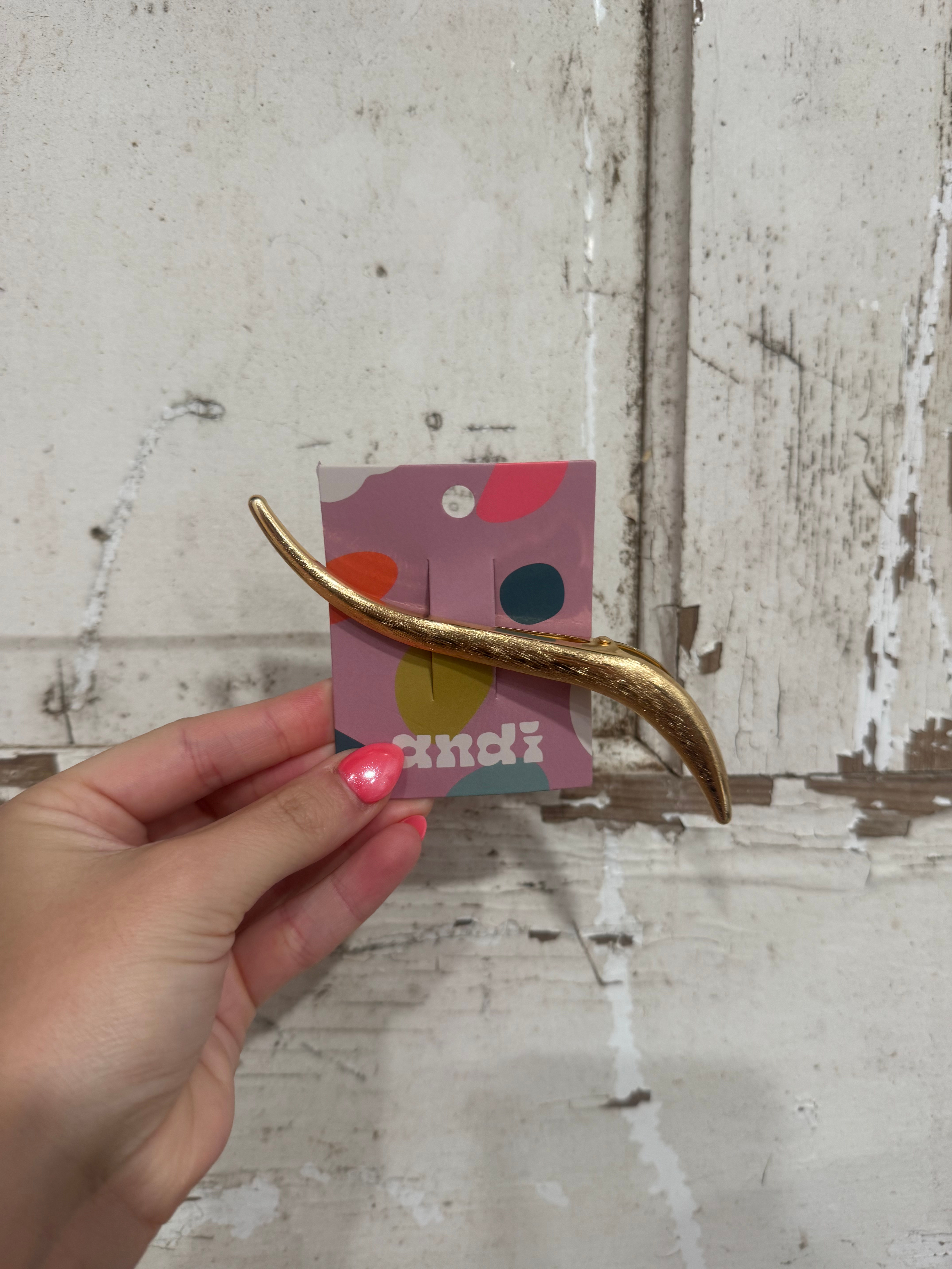 Andi Slim Gold Alligator Claw Clip