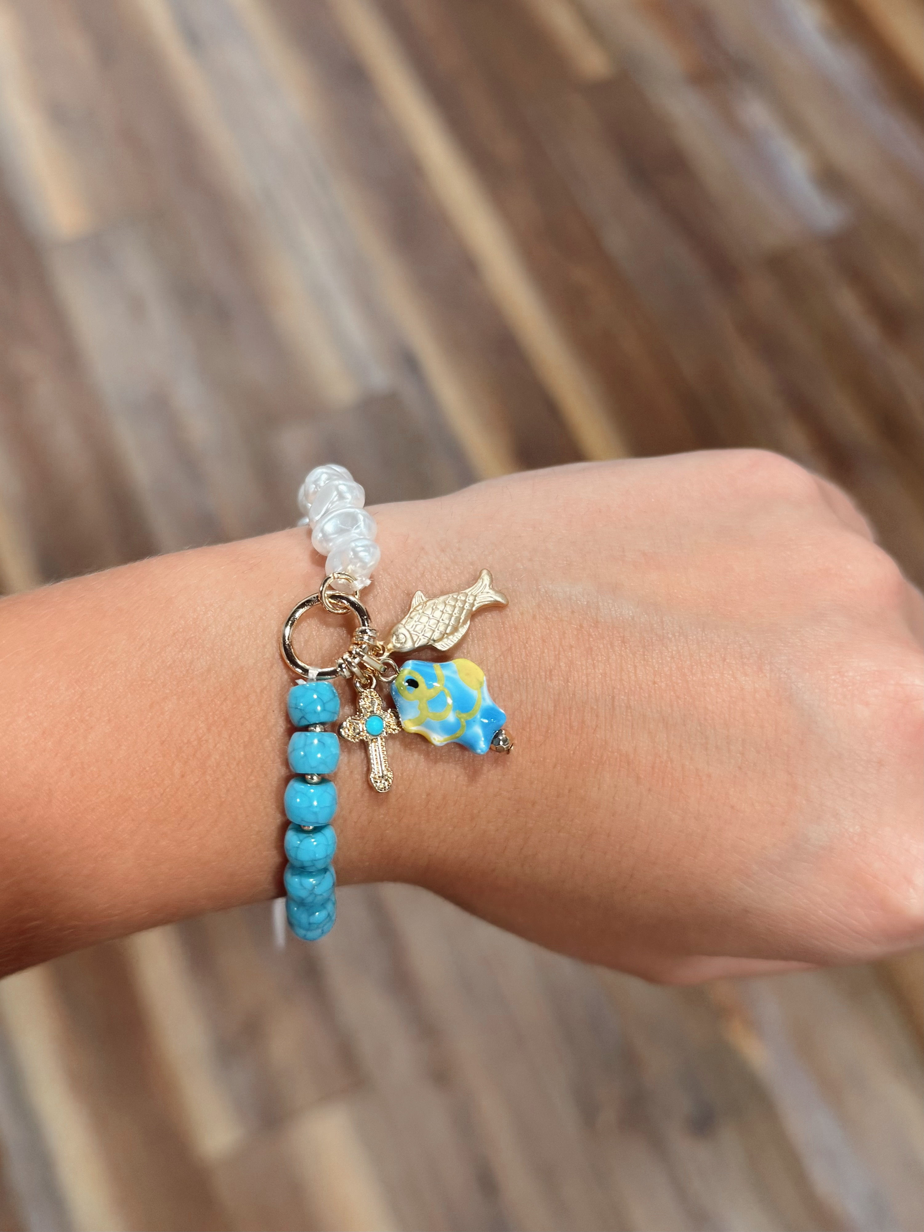Multi Beaded Porcelain Fish Bracelet