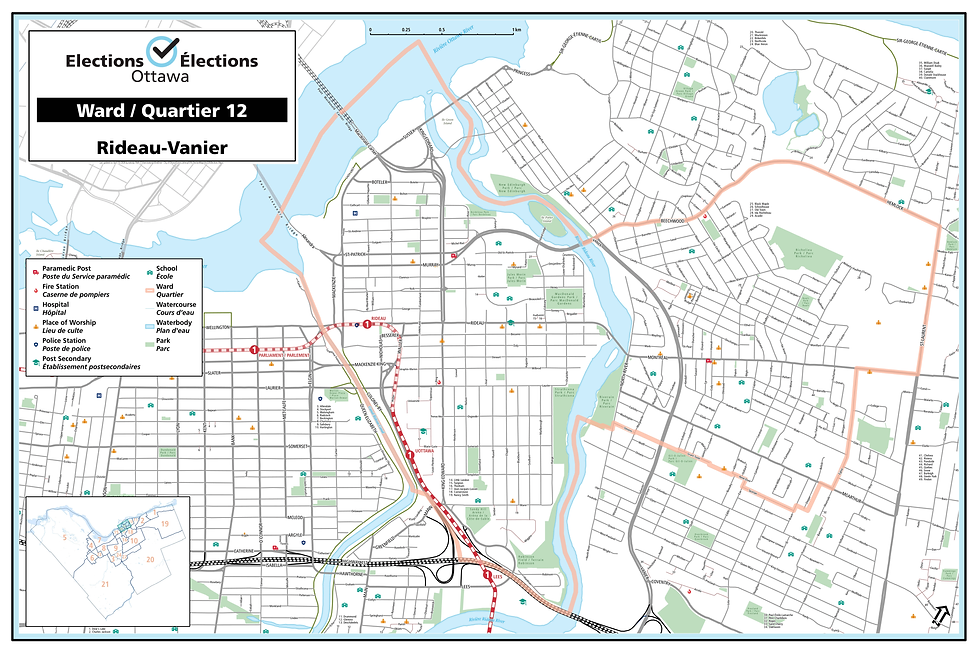 Rideau-Vanier (Ward 12) ward map