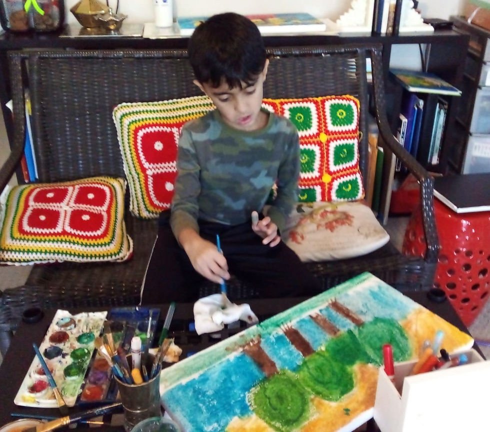 Kumail expressing with watercolors.