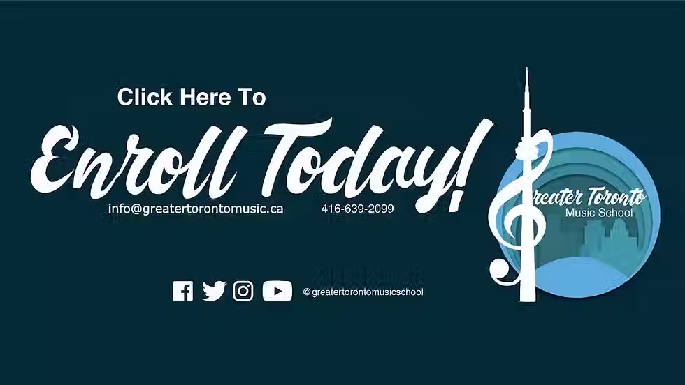 A blue banner ad for music lessons in Toronto from Greater Toronto Music School
