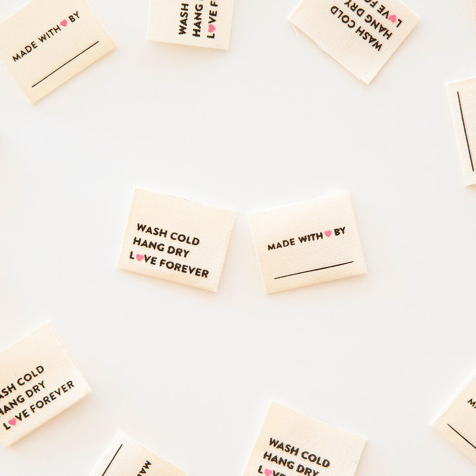 Thumbnail: "Wash Cold, Dry Low" organic cotton tags