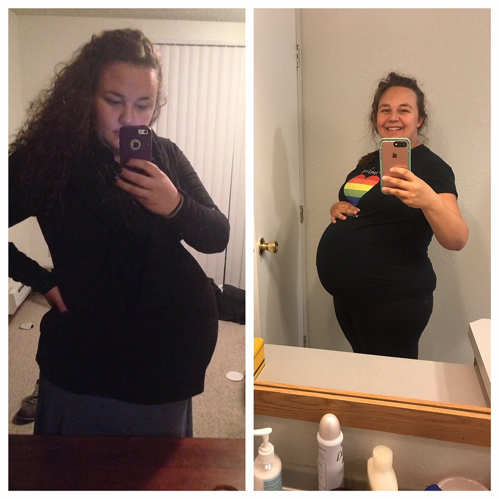 Nichole's comparison photos, full term with a singleton vs twins!