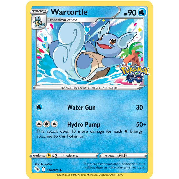 Wartortle 016/078 NM / M - Kurumitsu Art - Pokemon Go TCG Pokemon Card