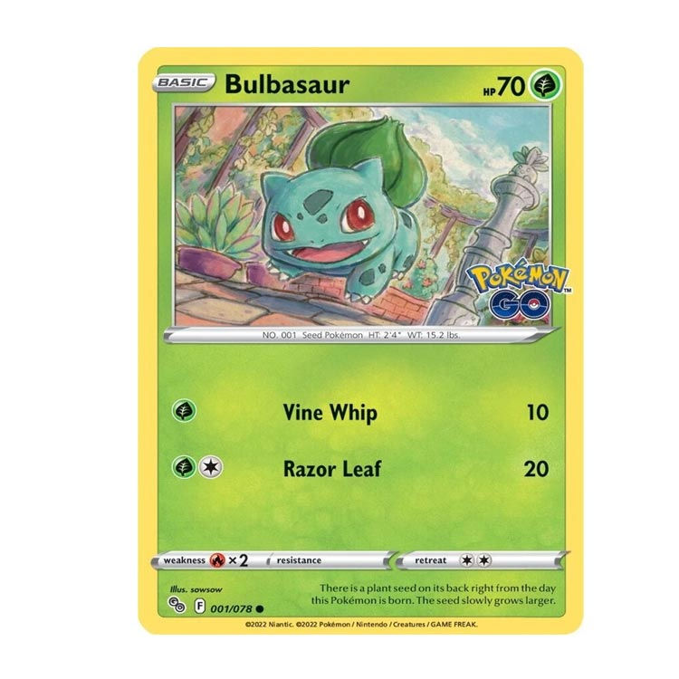 Pokemon Bulbasaur - 001/078 - Common - Reverse Holo NM-Mint Pokemon Go hp is 70