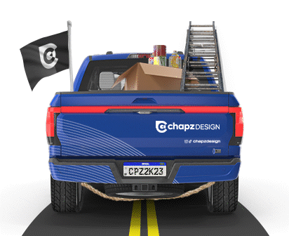 caminhonete carregando materiais de criação