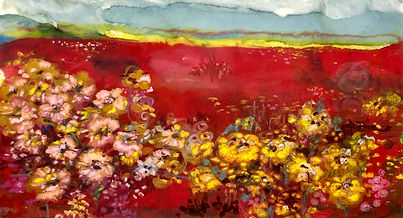 mixed media encaustic monoprint