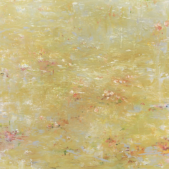 Landscape painting, oil and cold wax on canvas