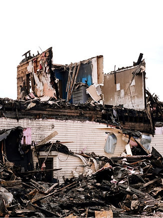 A picture of a building after a fire.