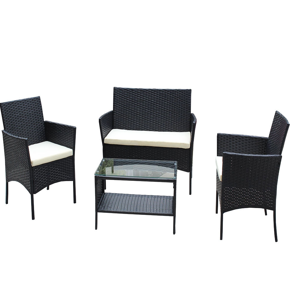 Thumbnail: 4 PC Rattan Patio Furniture Set Outdoor Patio Cushioned Seat Wicker Sofa