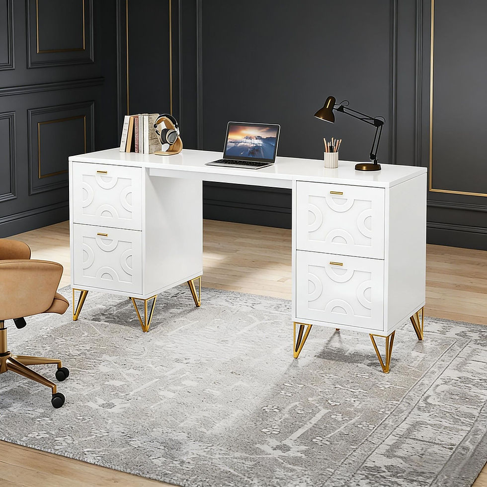 Thumbnail: Computer Desk with File Drawers, Wood Executive Desk for Home Office