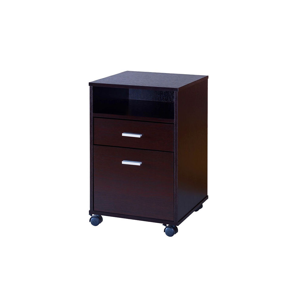 Thumbnail: Home office desk with modesty panel and detached file cabinet on locking wheels 