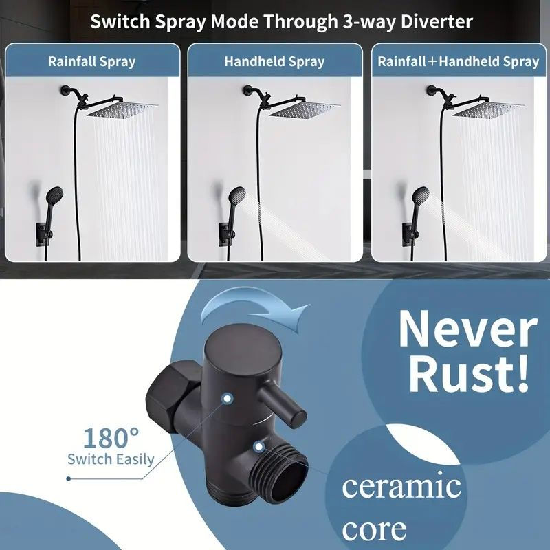Thumbnail: "RV Bathroom Shower Set - 12 Inch Overhead Rain & Handheld Head with Extra Long 