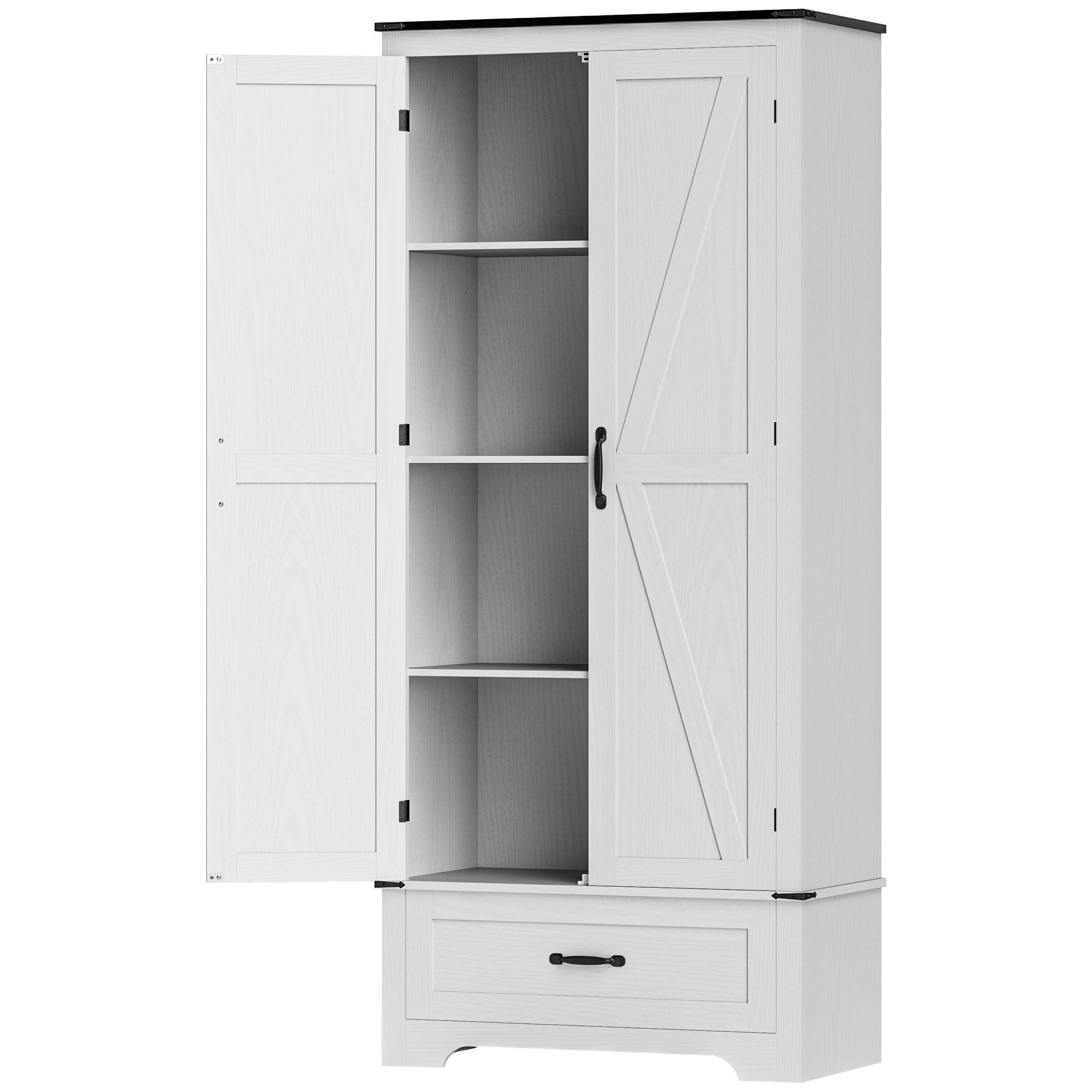 HOMCOM 72" Farmhouse Pantry Cabinet with Adjustable Shelves, Kitchen Pantry Cabi