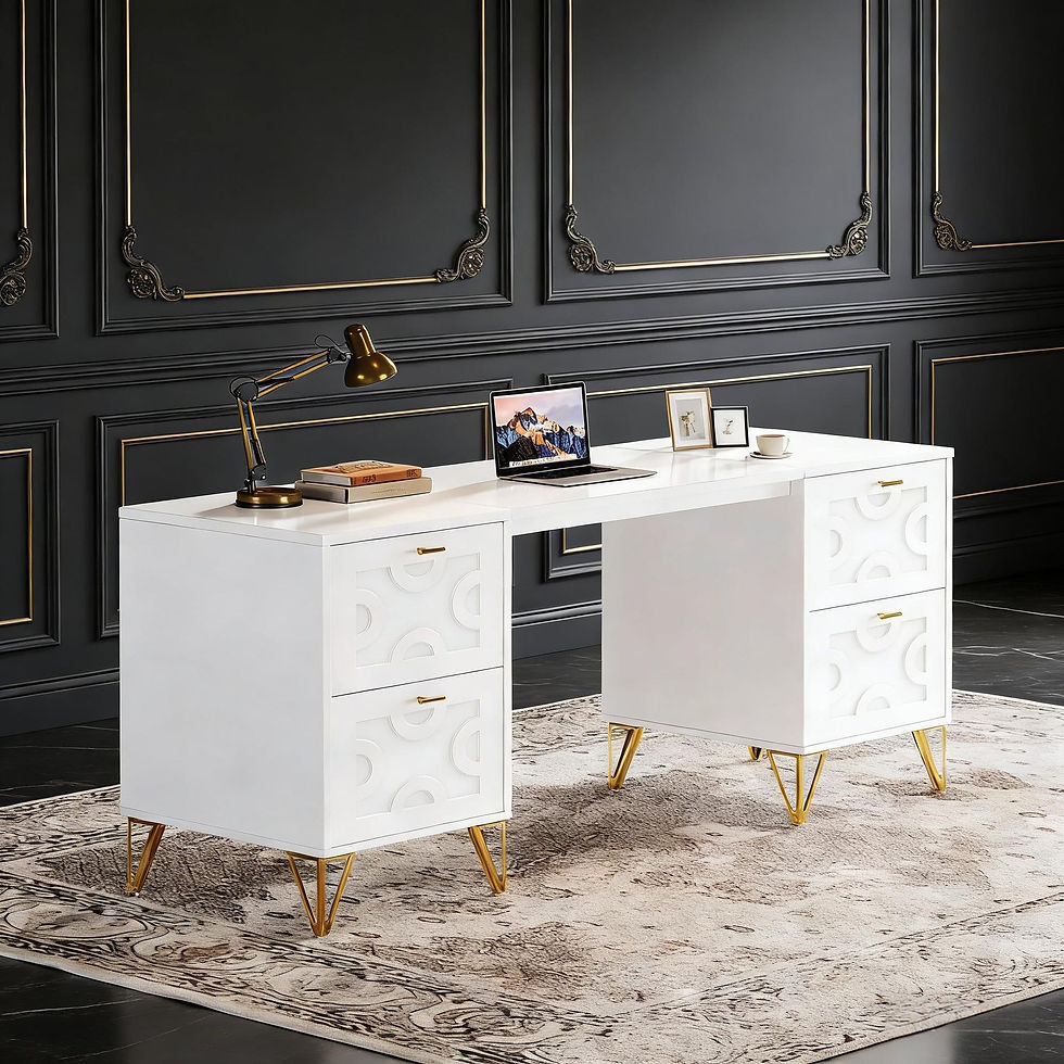 Thumbnail: Computer Desk with File Drawers, Wood Executive Desk for Home Office