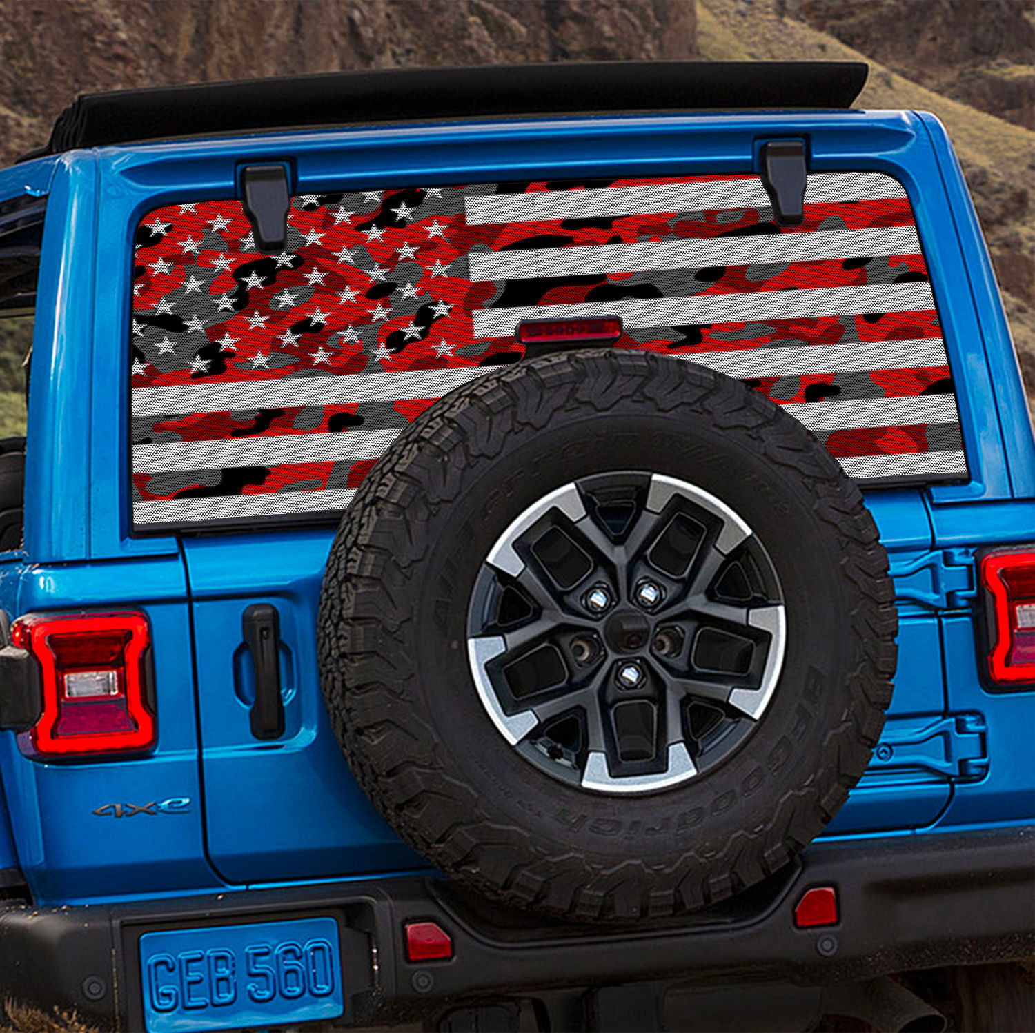 Dark Red Camo Flag Rear Window Decal