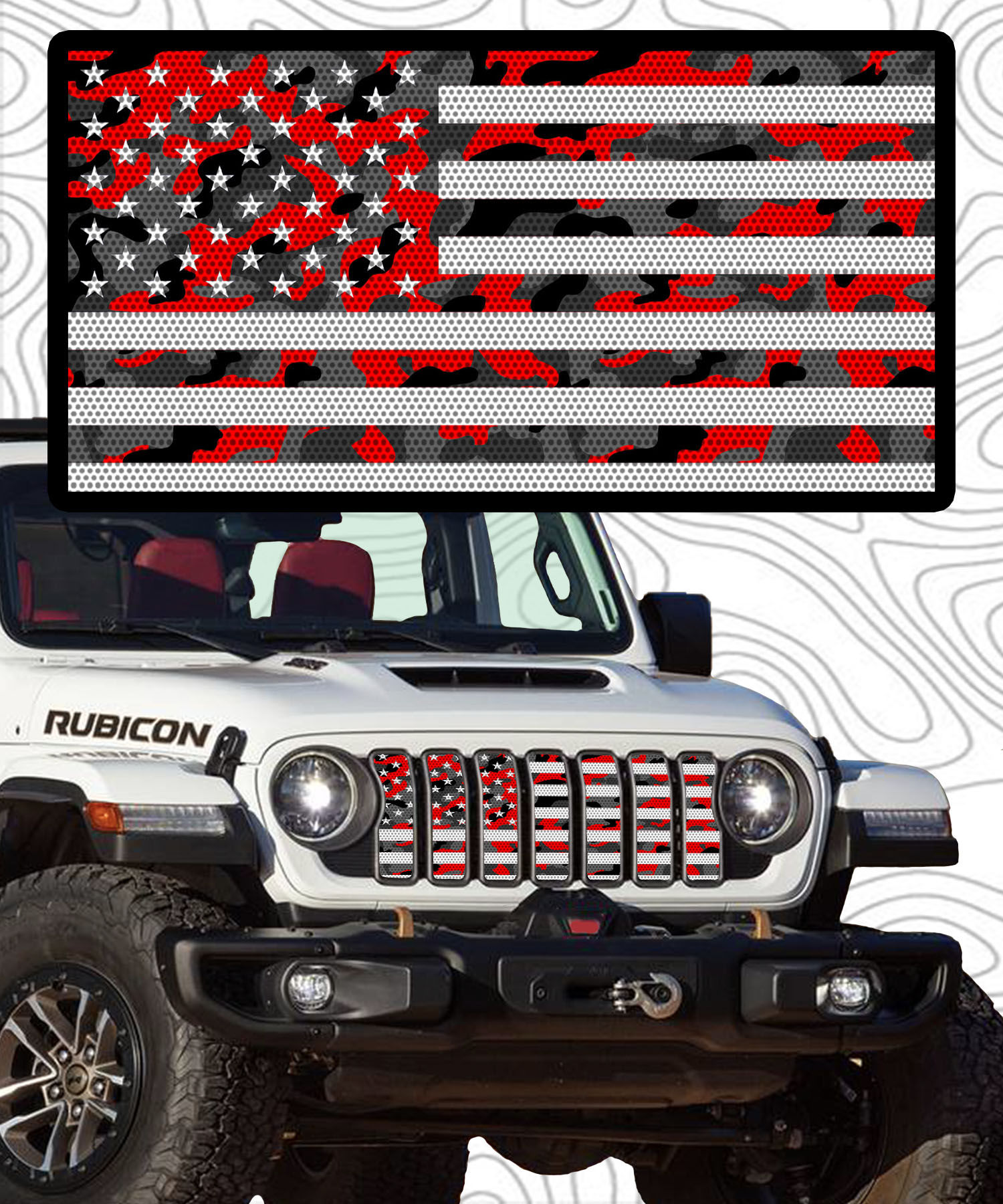 Red and Dark Gray Camo Flag