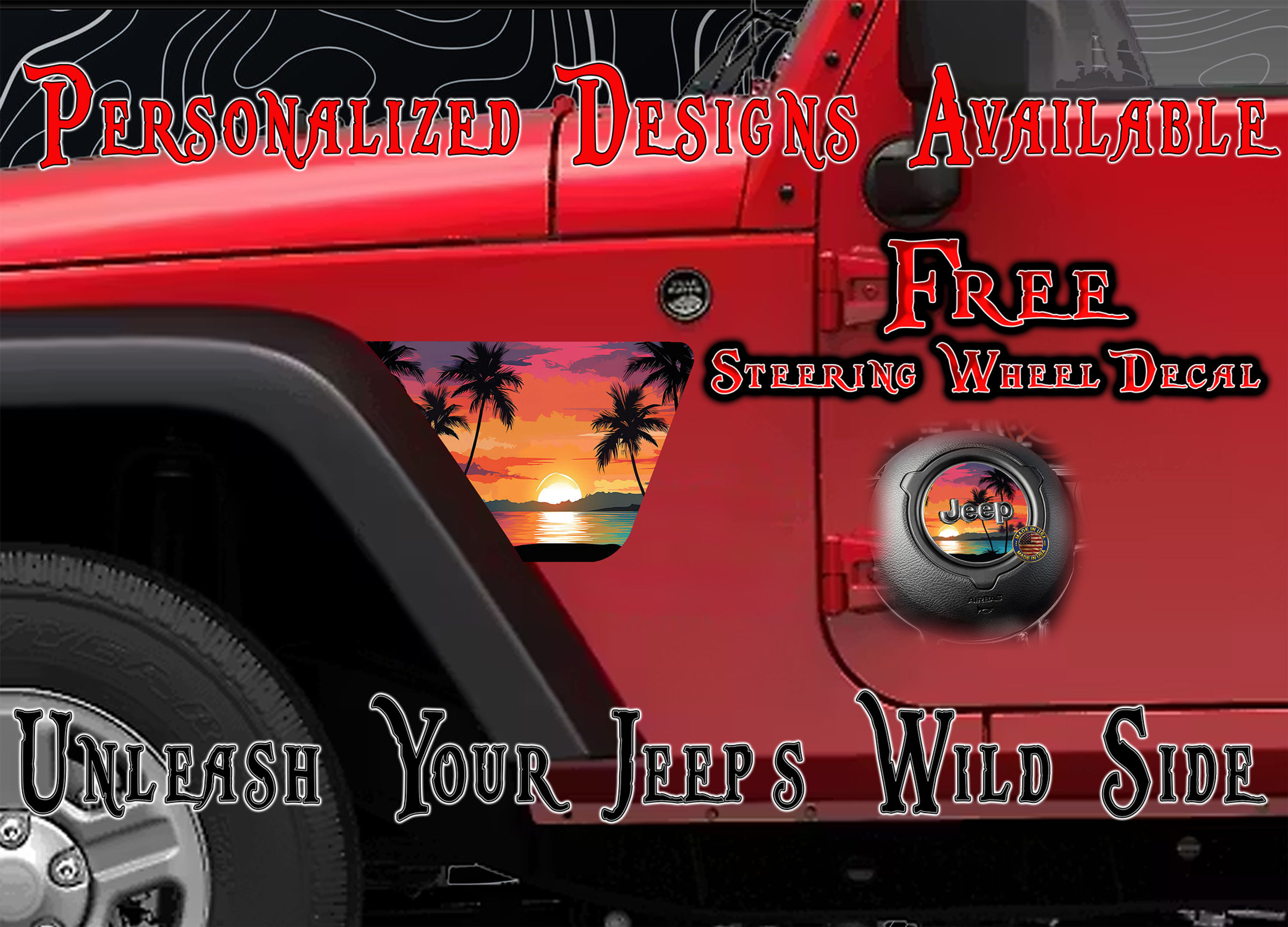 Sunrise Beach Fender Vent Decal JK