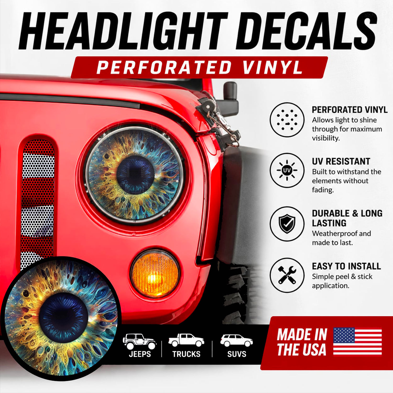 Yellow & Blue Circular Headlight Decal