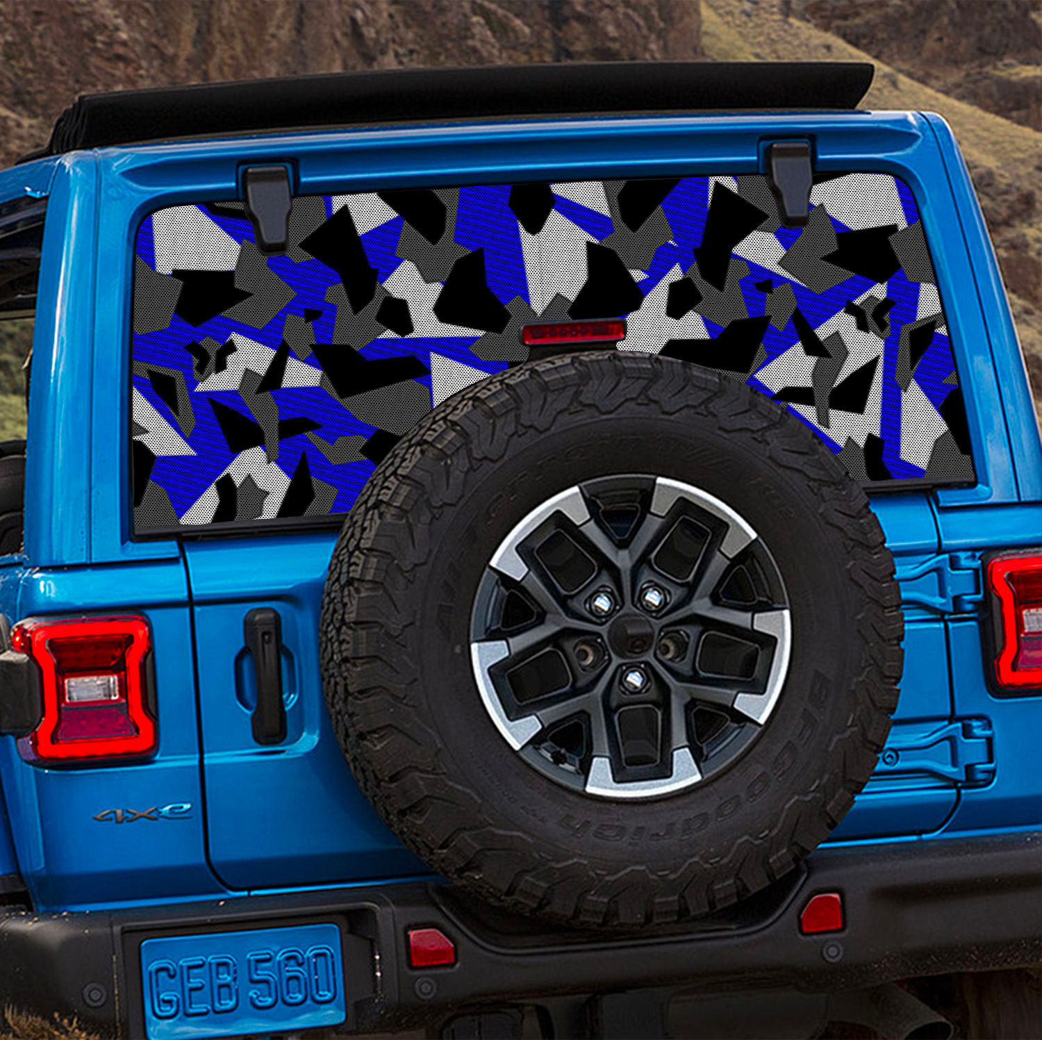Blue Modern Camo Rear Window Decal