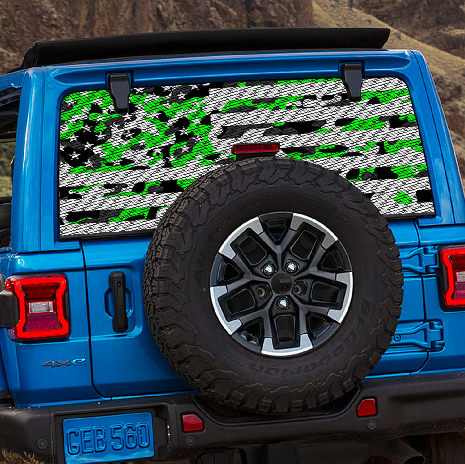 Green Camo Flag Rear Window Decal